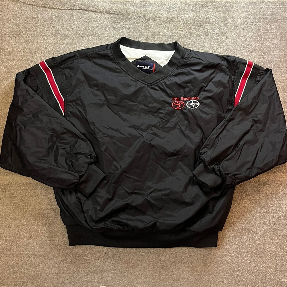 Sport-Tek Toyota Scion Phil Bachman V-Neck Windbreaker Jacket Black Mens Large